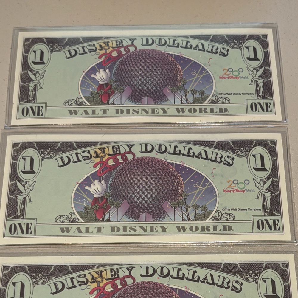3 Consecutive Mint Disney Dollars 2000 Tuxedo $1.00 Mickey Mouse-Epcot A Series - Picture 5 of 6